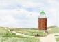 Preview: Postkarte DIN-A6  Aquarell Kunst Maritim Druck Kunstdruck Leuchtturm Rotes Kliff Kampen Sylt Nordsee Meer Strand Dünen